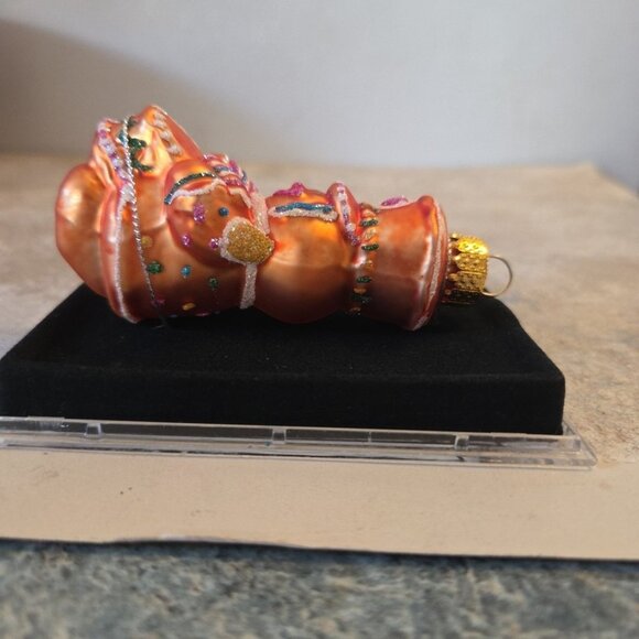 Drummer Glass Gingerbread Man Christmas Ornament In Case 3 Inches Tall - Picture 5 of 9